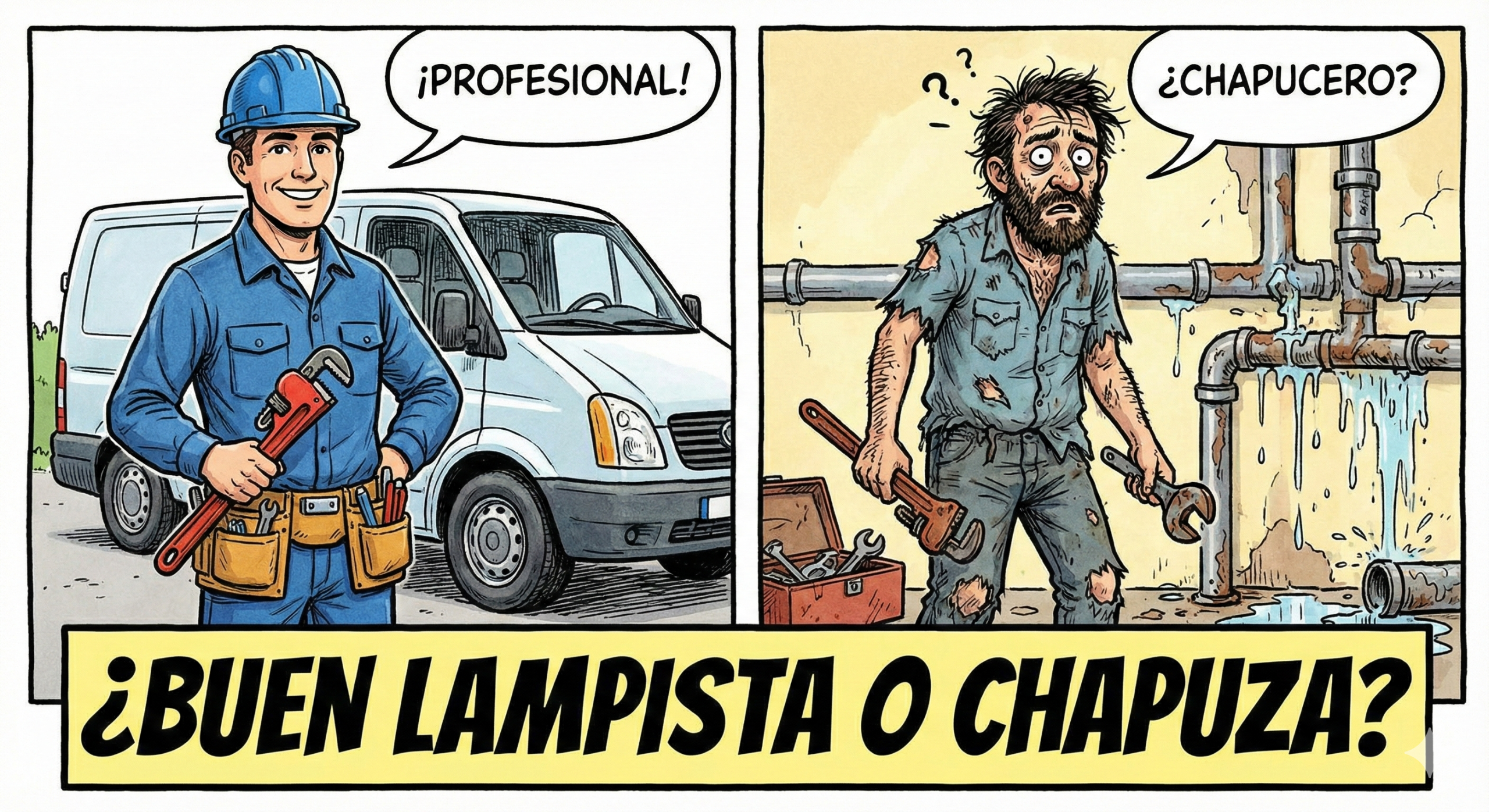 Comparación entre un lampista profesional y uno chapucero para elegir el mejor servicio en Barcelona