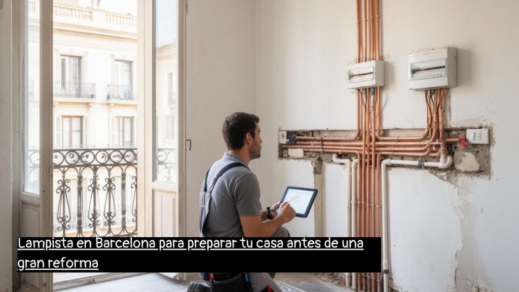 lampista en Barcelona revisando instalaciones antes de una reforma integral
