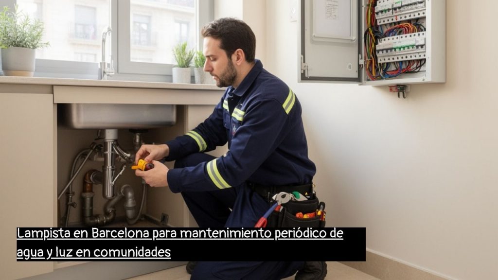 lampista en Barcelona realizando mantenimiento de agua y luz en una comunidad de vecinos